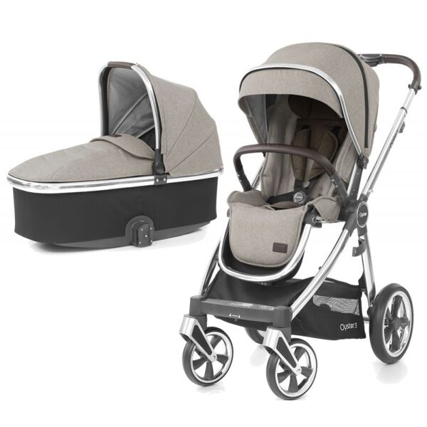 BabyStyle Oyster 3 Mirror Finish 2in1 Pram System-Pebble
