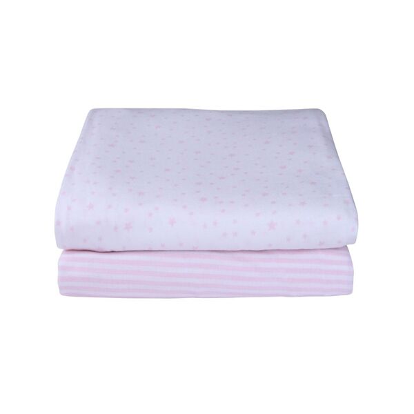 Clair De Lune 2 Pack Cotton Fitted Pram/Crib Sheets-Pink