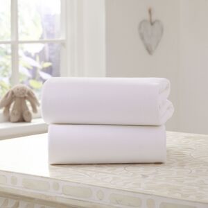 Clair De Lune 2 Pack Cotton Fitted Pram/Crib Sheets- White