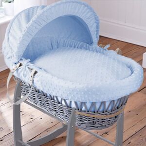 Clair De Lune Dimple Grey Wicker Moses Basket-Blue