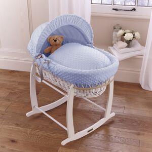Clair De Lune Dimple White Wicker Moses Basket-Blue