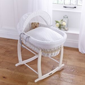 Clair De Lune Dimple White Wicker Moses Basket-White