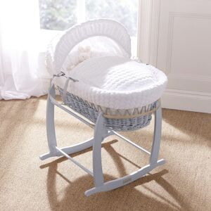 Clair De Lune Marshmallow Grey Wicker Moses Basket-White