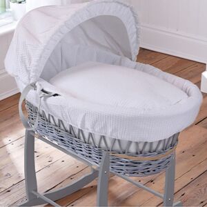 Clair De Lune Waffle Grey Wicker Moses Basket-White