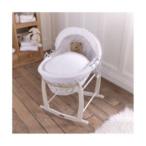 Clair De Lune Waffle White Wicker Moses Basket-White