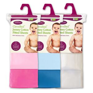 ClevaMama Jersey Cotton Fitted Sheets For Cot (60x120 cm)-Blue