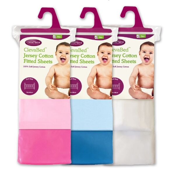 ClevaMama Jersey Cotton Fitted Sheets For Cot Bed (70x140 cm)-Pi