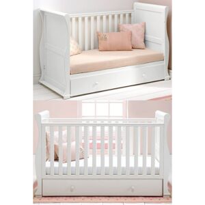 East Coast Alaska Sleigh Cot Bed-White + Underbed Drawer!