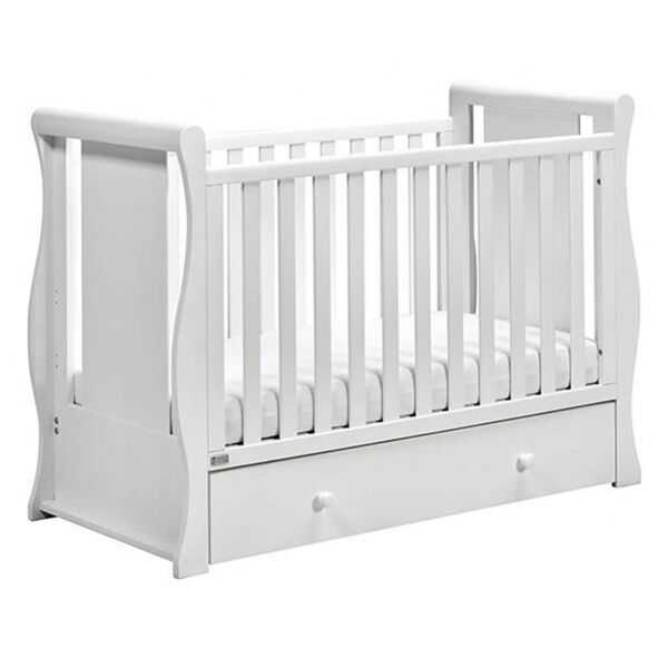 East Coast Nebraska Sleigh With Drawer Cot2bed-White