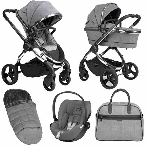 iCandy Peach Chrome 6 Piece Bundle-Light Grey Check