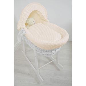 Kiddies Kingdom Deluxe White Wicker Moses Basket-Dimple Cream