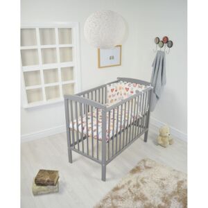 Kiddies Kingdom Spacesaver DROPSIDE Cot-Grey + FREE MATTRESS!