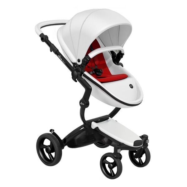 Mima Xari Single Pushchair with Black Chassis-Snow White/Ruby Re