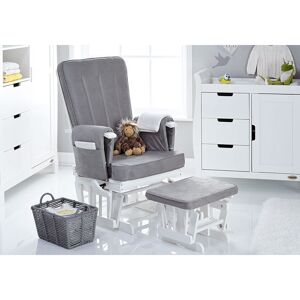 Obaby Deluxe Reclining Glider Chair and Stool-White with Grey Cu