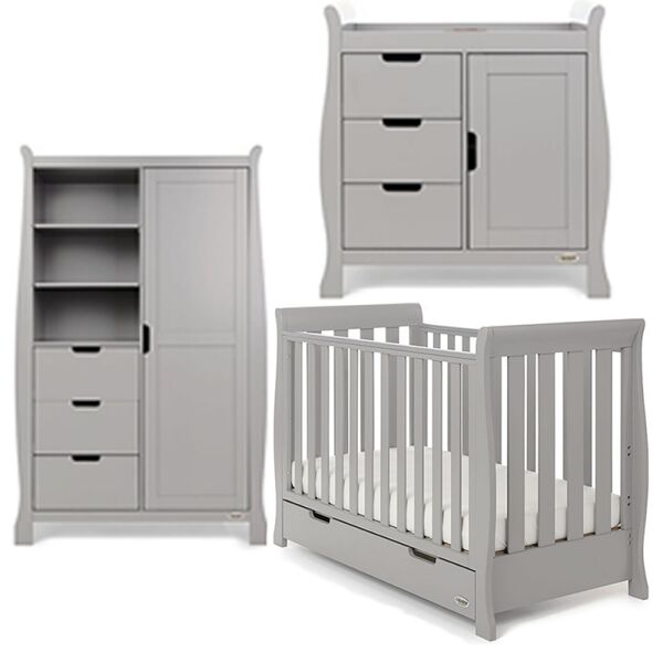 Obaby Stamford Mini Sleigh 3 Piece Furniture Roomset-Warm Grey
