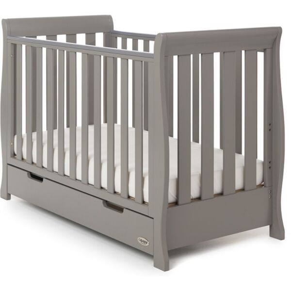 Obaby Stamford Mini Sleigh Cot Bed Including Underbed Drawer-Tau