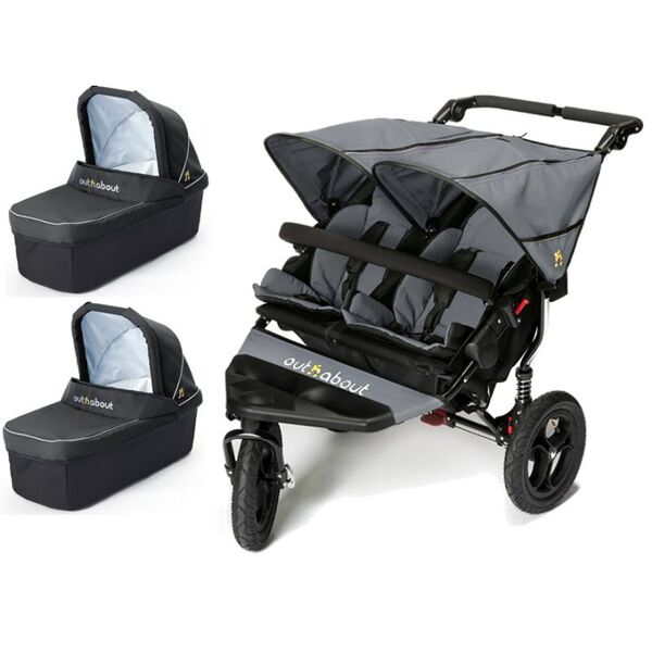 Out n About Nipper Double 360 V4 Pram System-Steel Grey (2 Carry