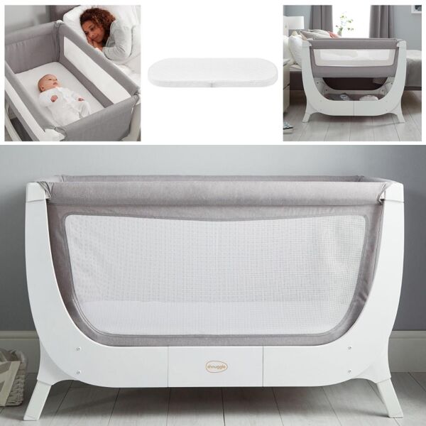 Shnuggle Air 2in1 Bedside Crib / Cot With Air Cot Mattress-Dove
