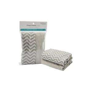 Tutti Bambini CoZee Bedside Crib Fitted Sheets 2 Pack-Chevron/Gr