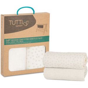 Tutti Bambini CoZee Bedside Crib Fitted Sheets 2 Pack-Neutral/Pe