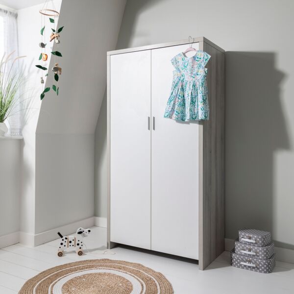 Tutti Bambini Modena Wardrobe-Ash Grey and White