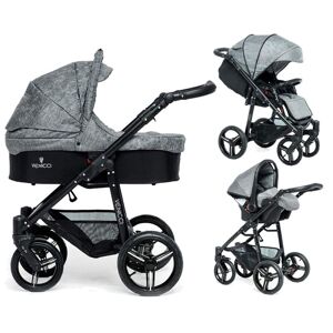 Venicci Soft Black Chassis 3in1 Travel System-Denim Grey