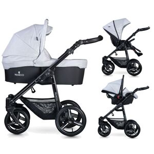 Venicci Soft Black Chassis 3in1 Travel System-Light Grey