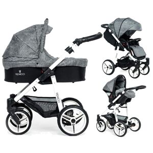 Venicci Soft White Chassis 3in1 Travel System-Denim Grey