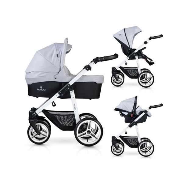 Venicci Soft White Chassis 3in1 Travel System-Light Grey