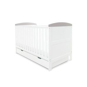 Babyhoot Coleby Cot Bed & Under Drawer-White with Grey Trim