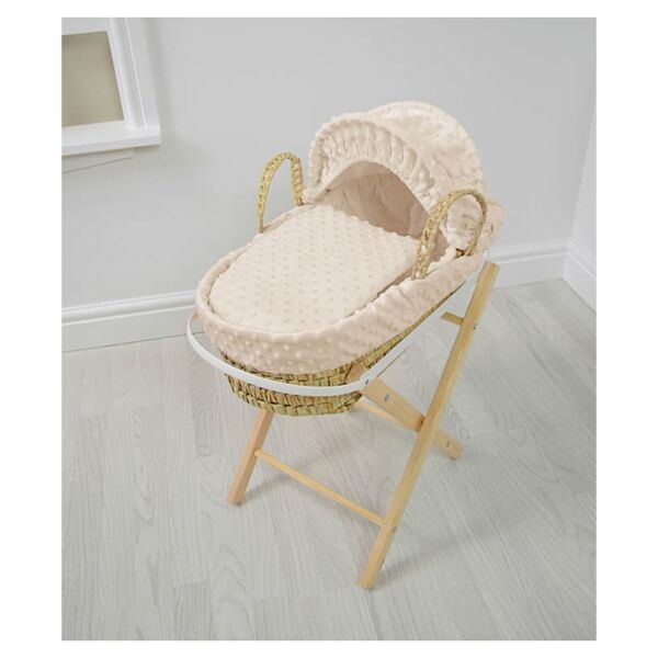 Kiddies Kingdom Dolls Moses Basket-Dimple Cream With Folding Sta