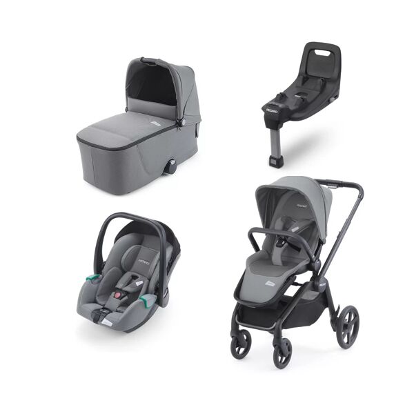 Recaro Celona Stroller 4 Piece Bundle-Black/Silent Grey With ISO