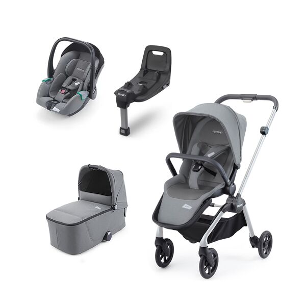 Recaro Celona Stroller 4 Piece Bundle-Grey/Grey With ISOFIX Base