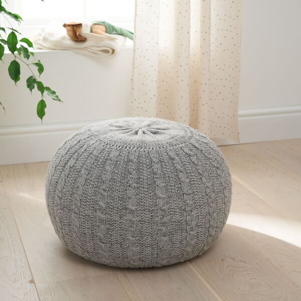 Tutti Bambini Knitted Pouffe Footstool-Pebble/Grey