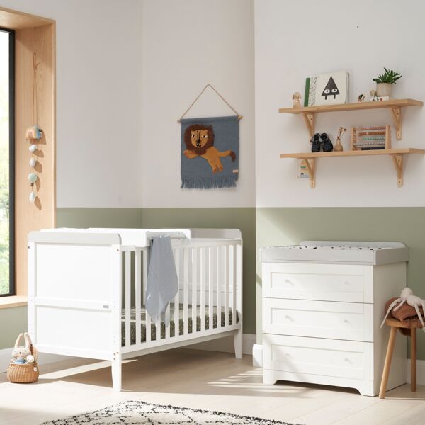 Tutti Bambini Rio 2 Piece Room Set with Cot Top Changer-White &