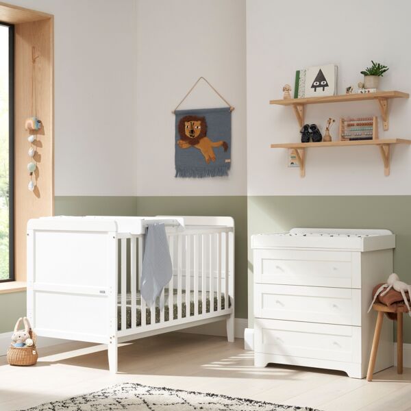 Tutti Bambini Rio 2 Piece Room Set with Cot Top Changer-White +