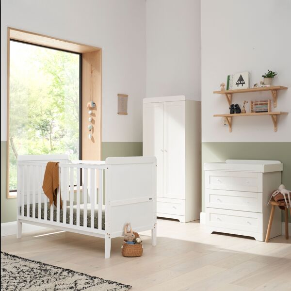 Tutti Bambini Rio 3 Piece Room Set with Cot Top Changer-White +