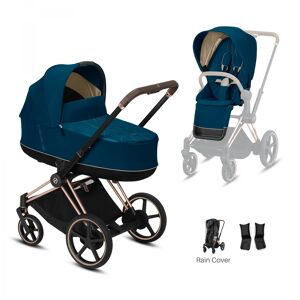 Cybex e-Priam Rose Gold Pushchair with Lux Carry Cot-Mountain Bl