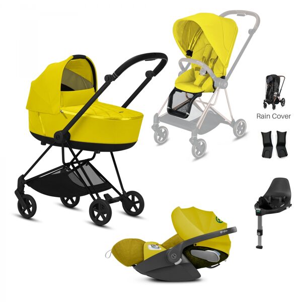 Cybex Mios Black Pushchair with Lux Carry Cot & Cloud Z Car Seat