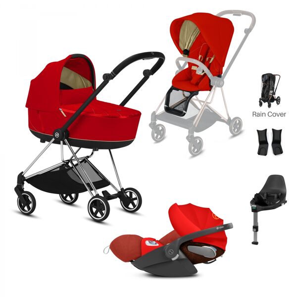 Cybex Mios Chrome Pushchair with Lux Carry Cot & Cloud Z Car Sea