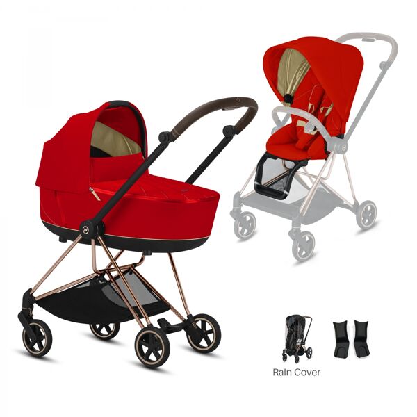 Cybex Mios Rose Gold Pushchair with Lux Carry Cot-Autumn Gold/Br