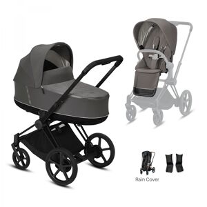 Cybex Priam Black Pushchair with Lux Carry Cot-Soho Grey (2020)