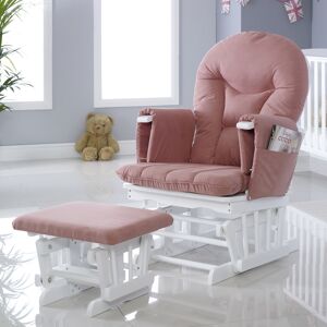 Ickle Bubba Alford Glider Chair and Stool-White/Blush Pink