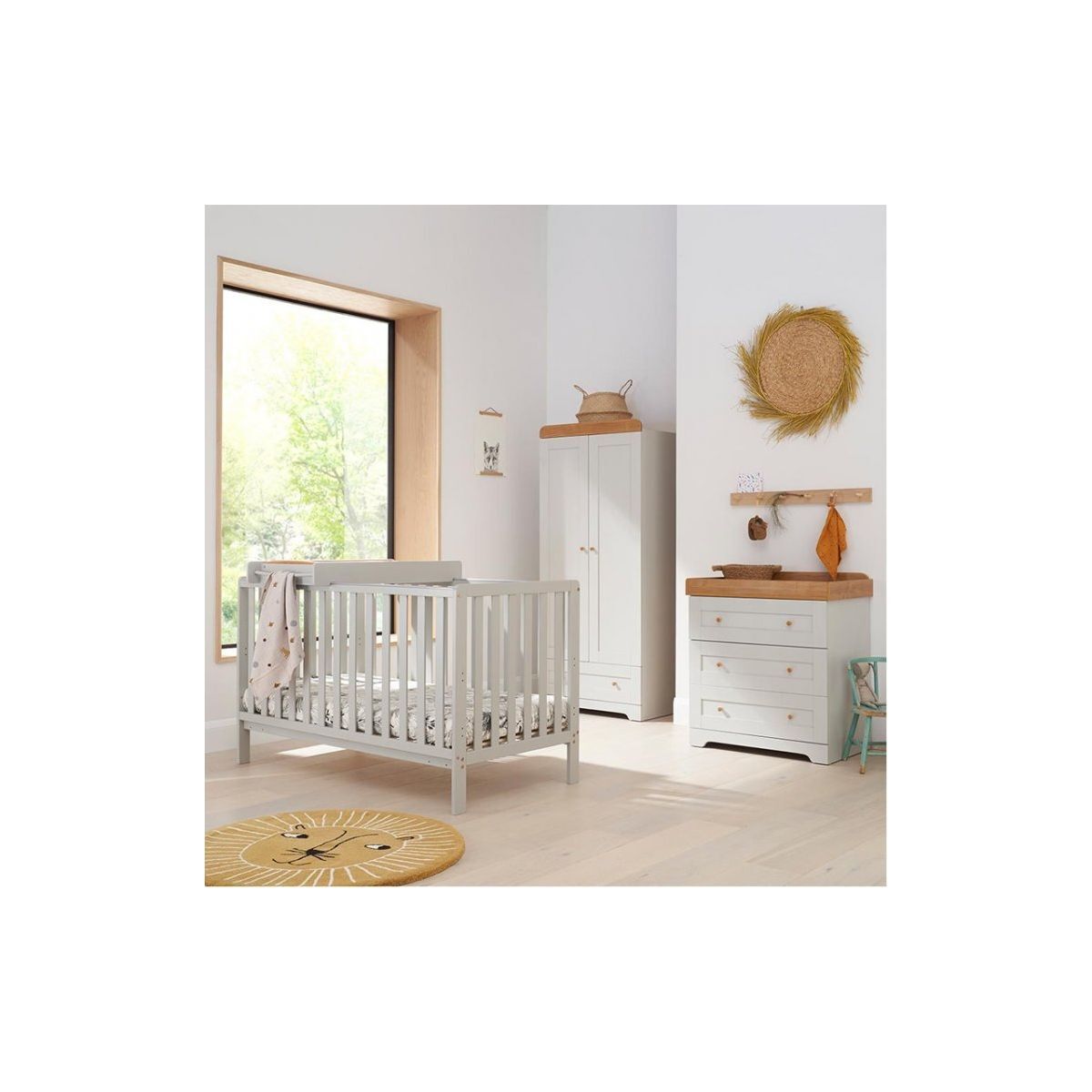 Tutti Bambini Malmo 3 Piece Room Set with Cot Top Changer-Dove G ...