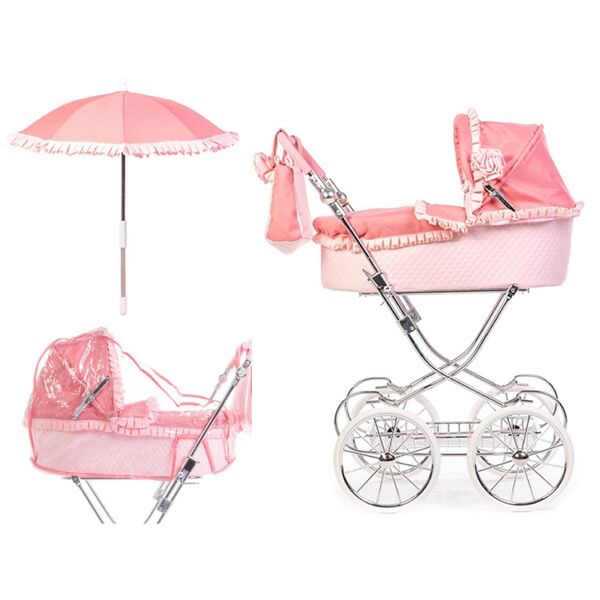 Roma Annie Classic Dolls Pram Bundle-Pink