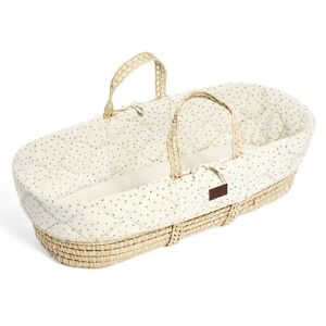 The Little Green Sheep Natural Quilted Moses Basket & Mattress-L