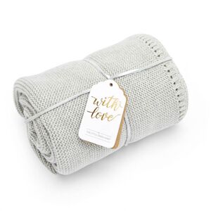 The Little Green Sheep Organic Knitted Cellular Baby Blanket-Dov