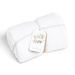 The Little Green Sheep Organic Knitted Cellular Baby Blanket-Whi