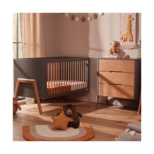 Troll Torsten 2 Piece Cot Bed & Dresser-Grey/Teak