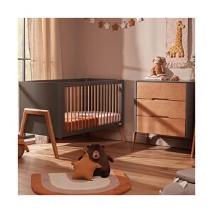 Troll Torsten 2 Piece Cot & Dresser -Grey/Teak